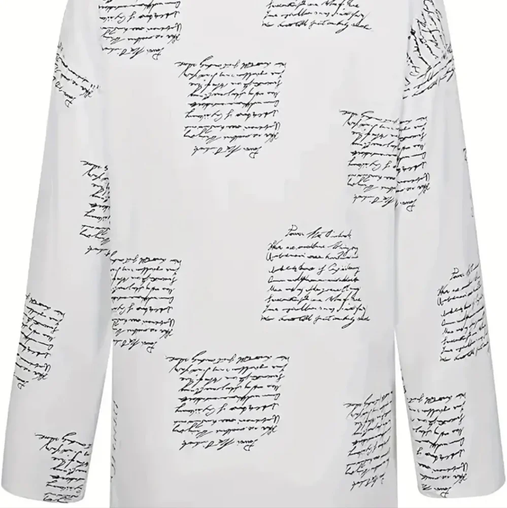 Tunic blouse blk/white script pattern. Loose fit. nwot Great spring summer Beach - Picture 3 of 5